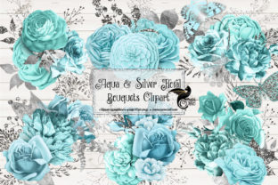Download Aqua and Silver Floral Bouquets Clipart - Aqua Collection