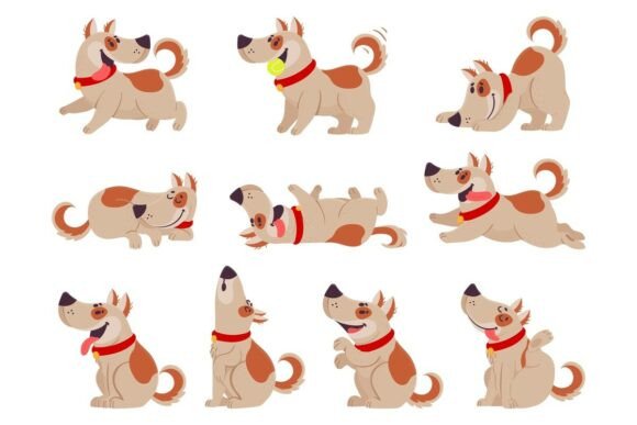 Download Cartoon Dog. Cute Dogs in Daily Routine - Cartoon dog Collection
