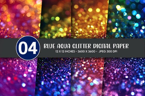 Download Blue Aqua Glitter Digital Paper - Aqua Collection