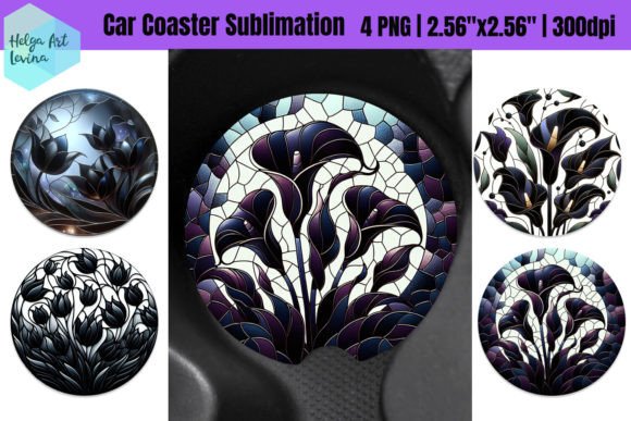 Download Black Flowers Car Coaster Sublimation - Black flowers Collection