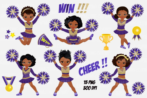 Download Gold Purple Afro Cheerleader Clipart - Purple Collection