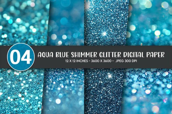 Download Aqua Blue Shimmer Glitter Digital Paper - Aqua Collection