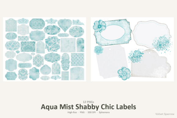 Download Aqua Mist Shabby Chic Labels - Aqua Collection