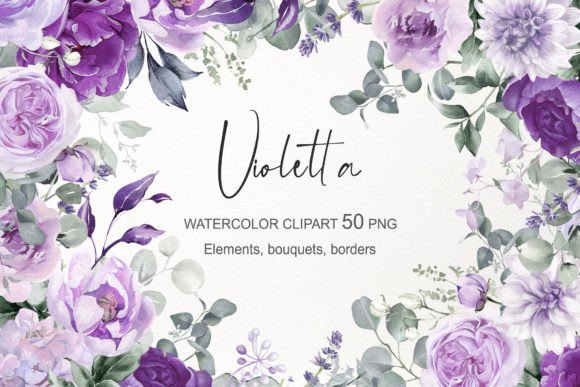 Download Purple Watercolor Flowers Clipart PNG - Purple Collection