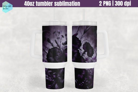 Download Black Flowers 40 Oz Tumbler Sublimation - Black flowers Collection
